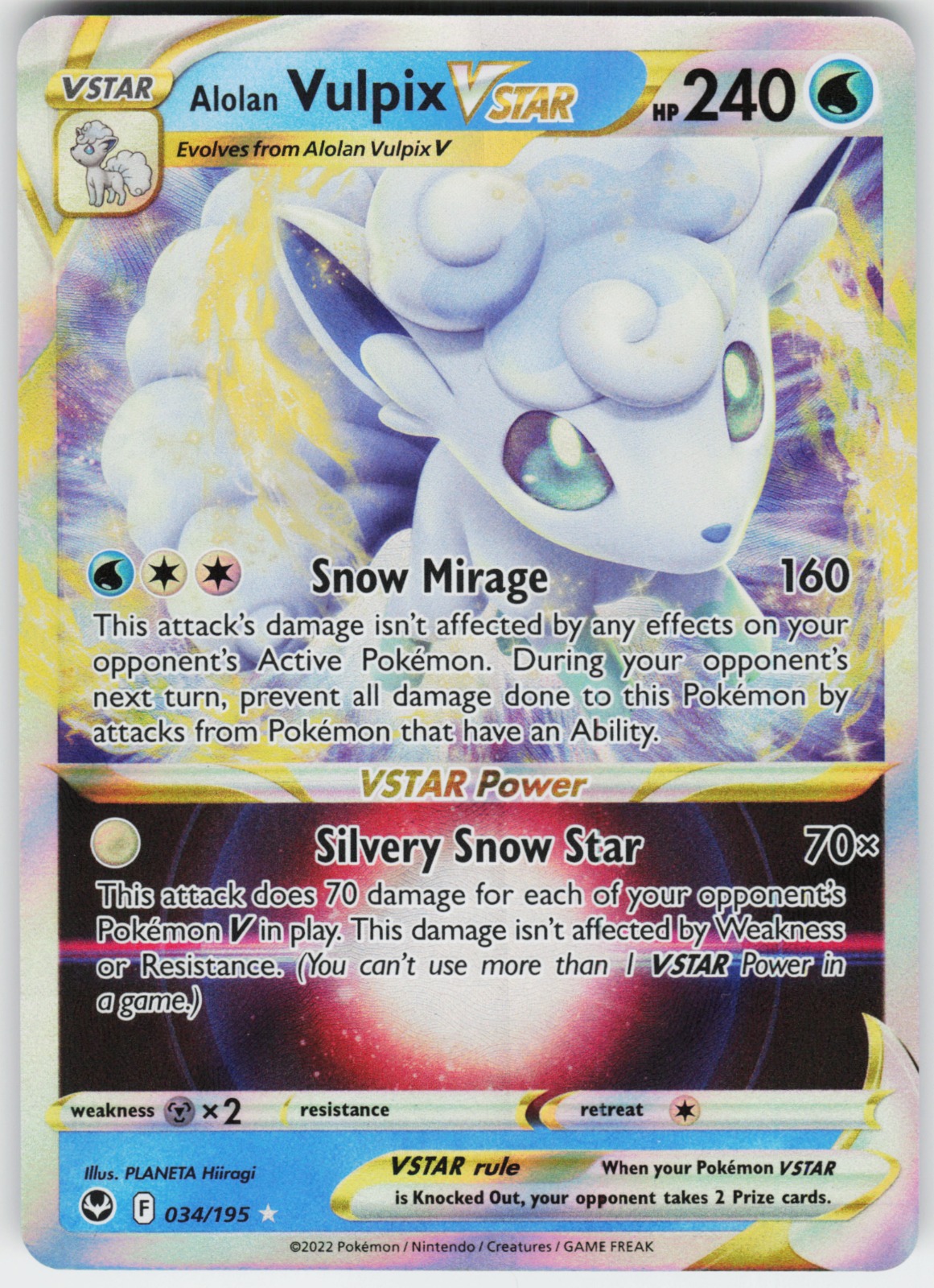 Alolan Vulpix VSTAR 034/195 SWSH12: Silver Tempest Ultra Rare
